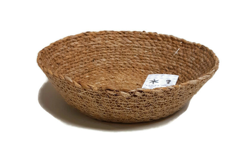 Fairtrade mandje van Kanika - Hogla Zeegras small rond