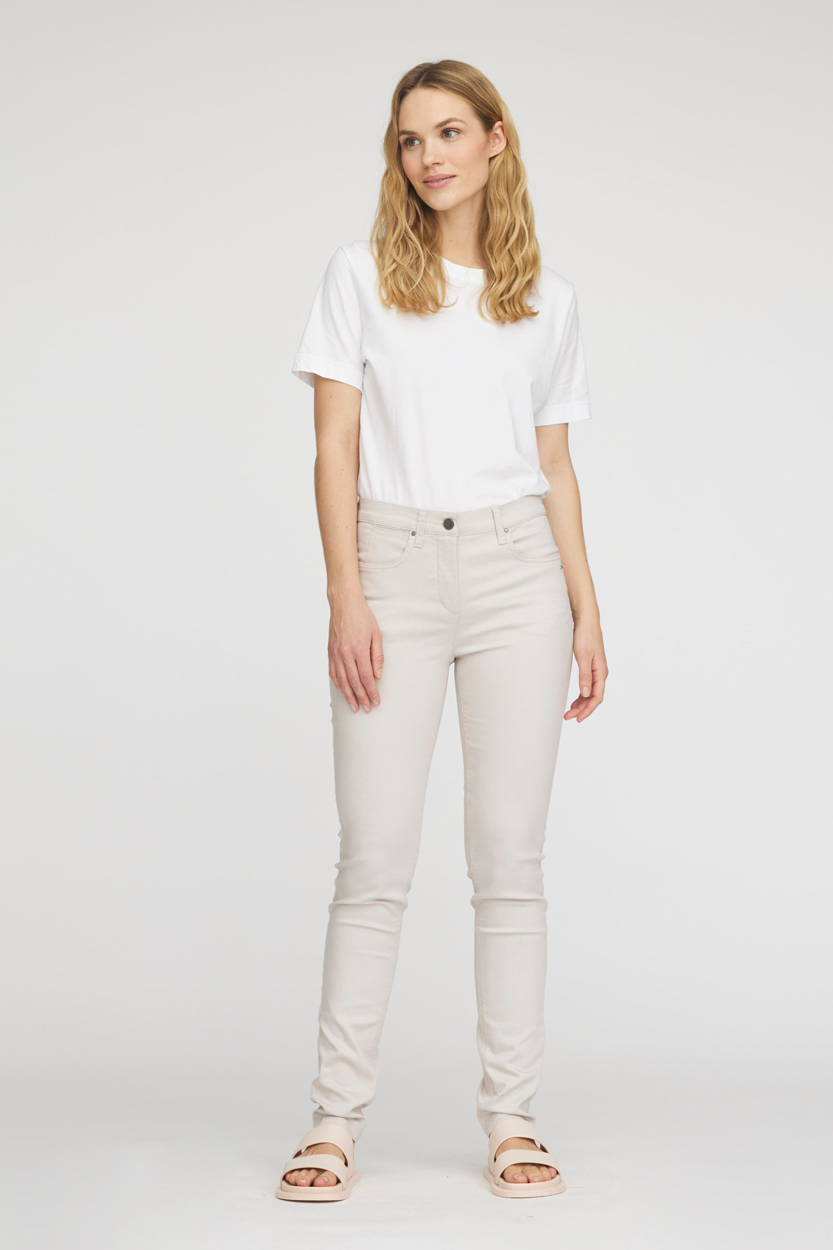 LAURIE  Broek Laura Slim Middellang Grijs Zand