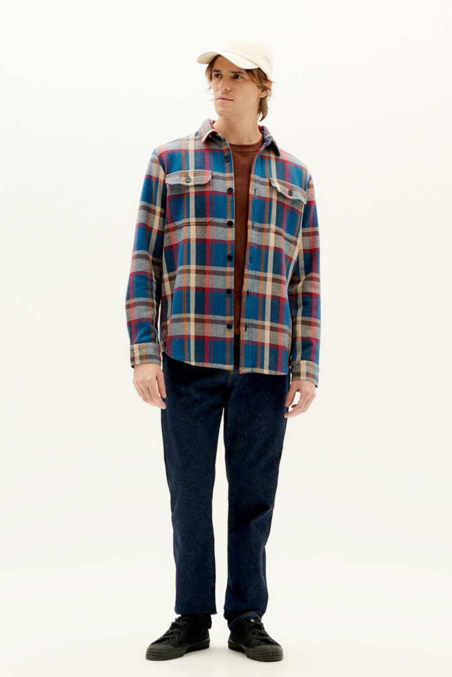 Thinking MU mannen vegan Overshirt Lucas Ruit Blauw