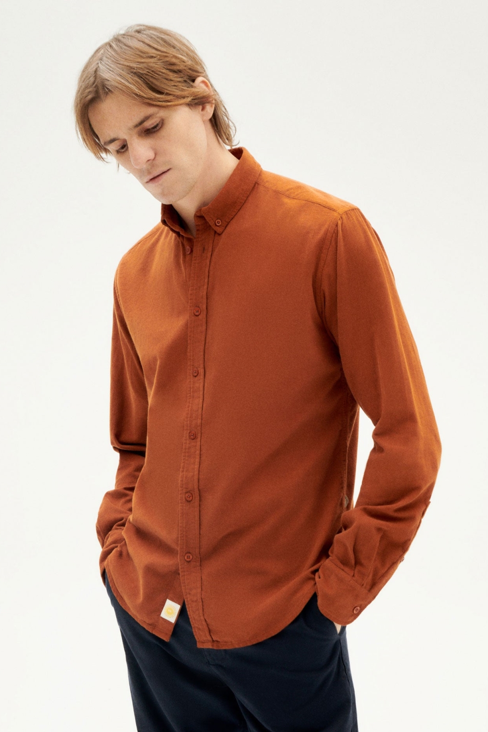 Thinking MU mannen vegan Overhemd Microcorduroy Rood