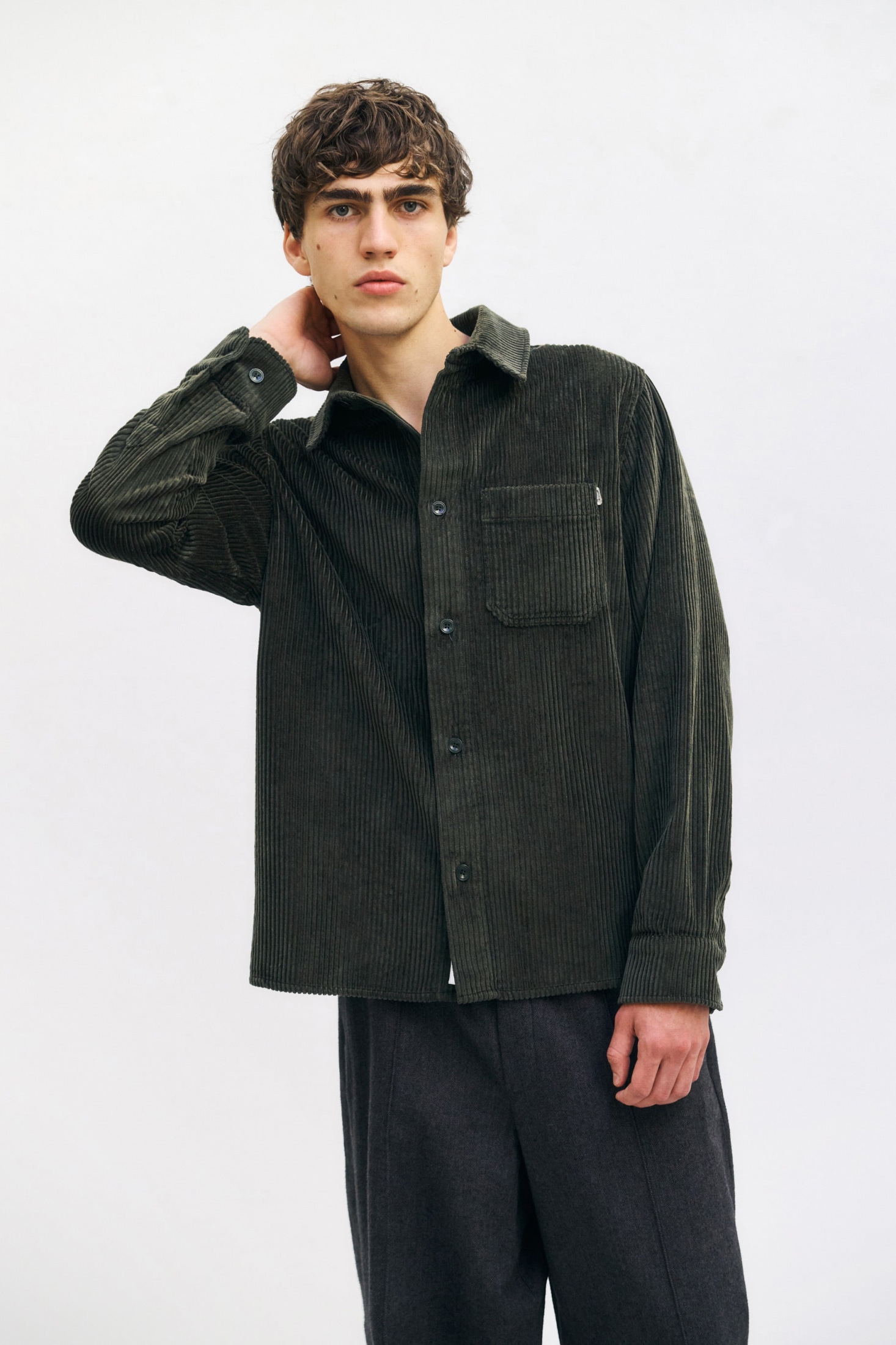 Rotholz mannen vegan Shirt Cord Donkergroen