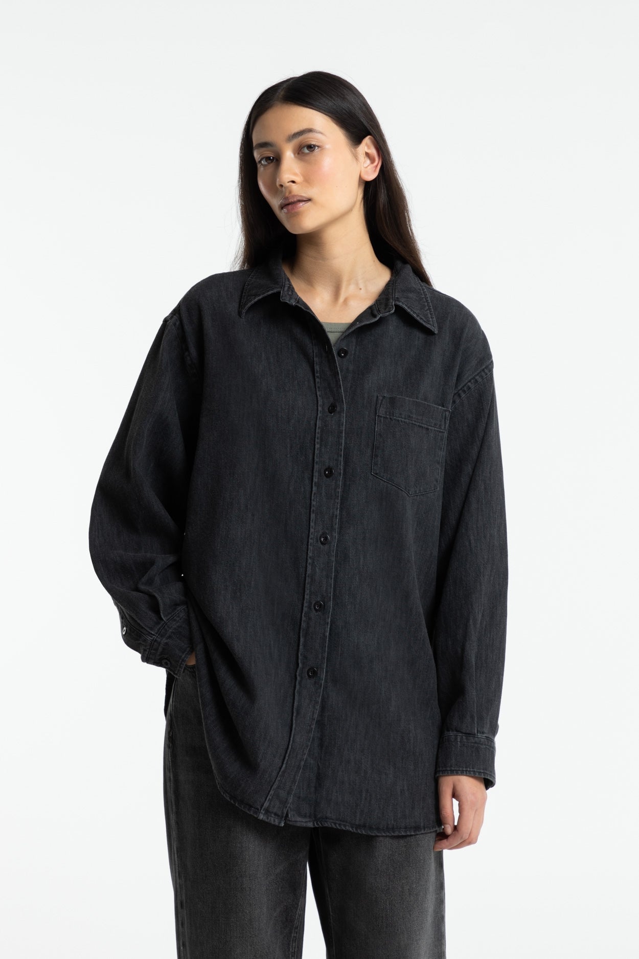 Kings of Indigo  Shirt Anahobe Quercus Donkergrijs