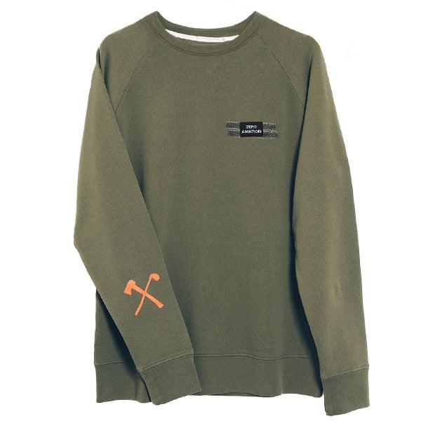 Sweatshirt - biologisch katoen - klitteband - legergroen