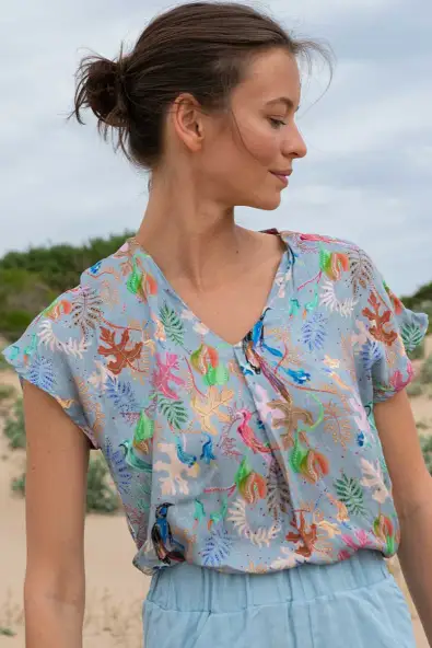 Widda Dames Blouse Beat - Lichtblauw
