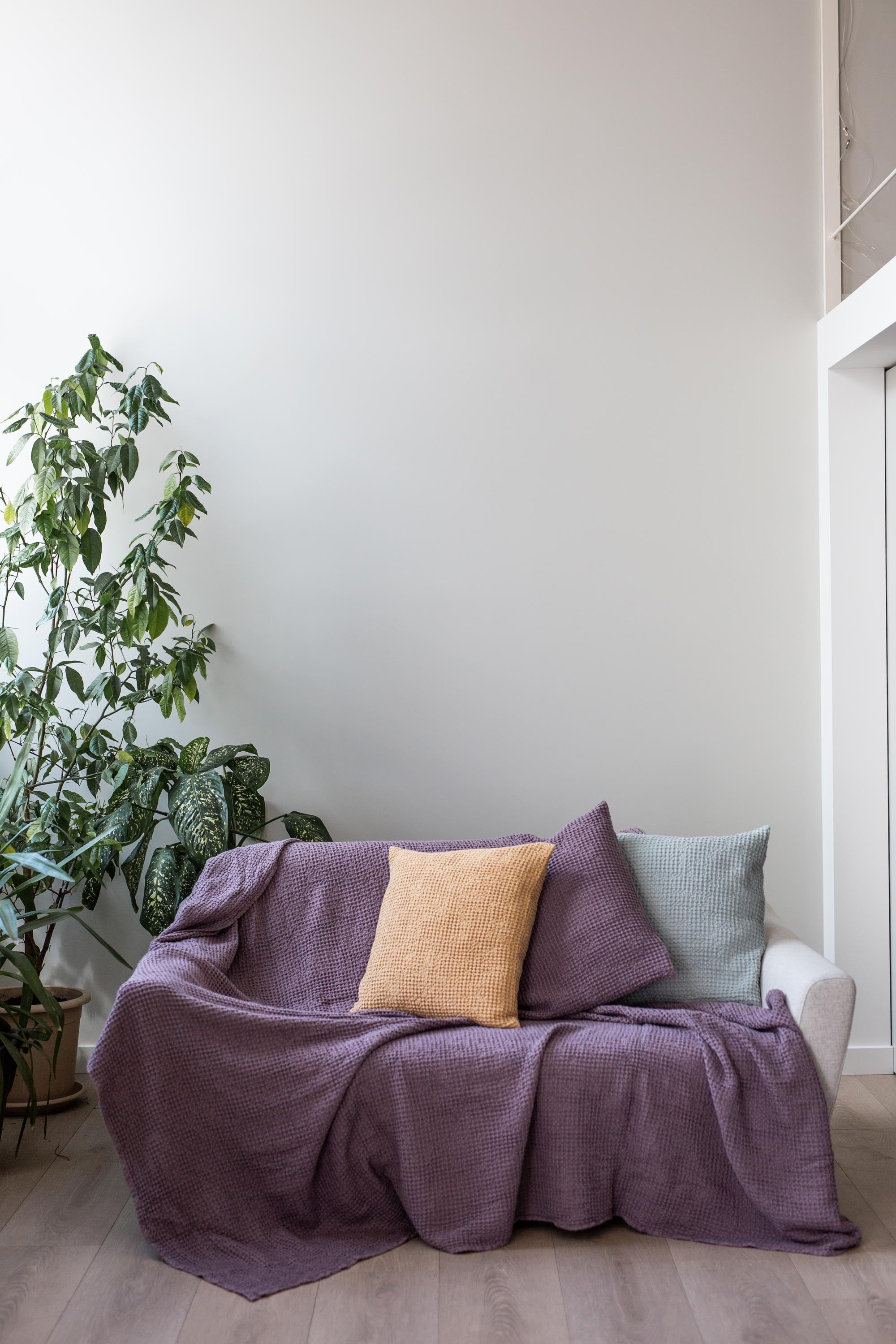 AmourLinen  Linnen Wafelbedsprei Lavendel