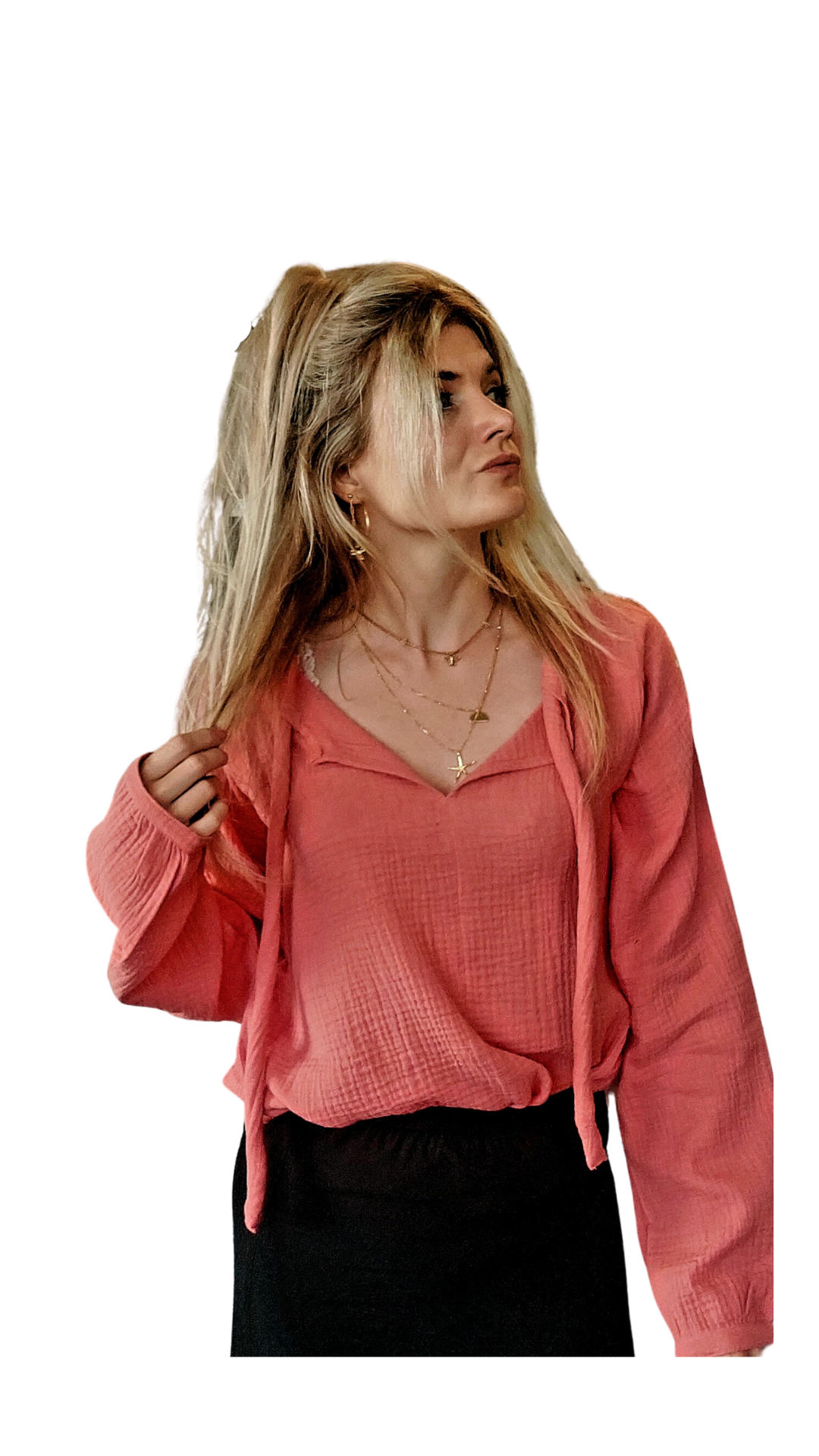 Wolf & Storm  Blouse Mousseline Isa Koraalroze