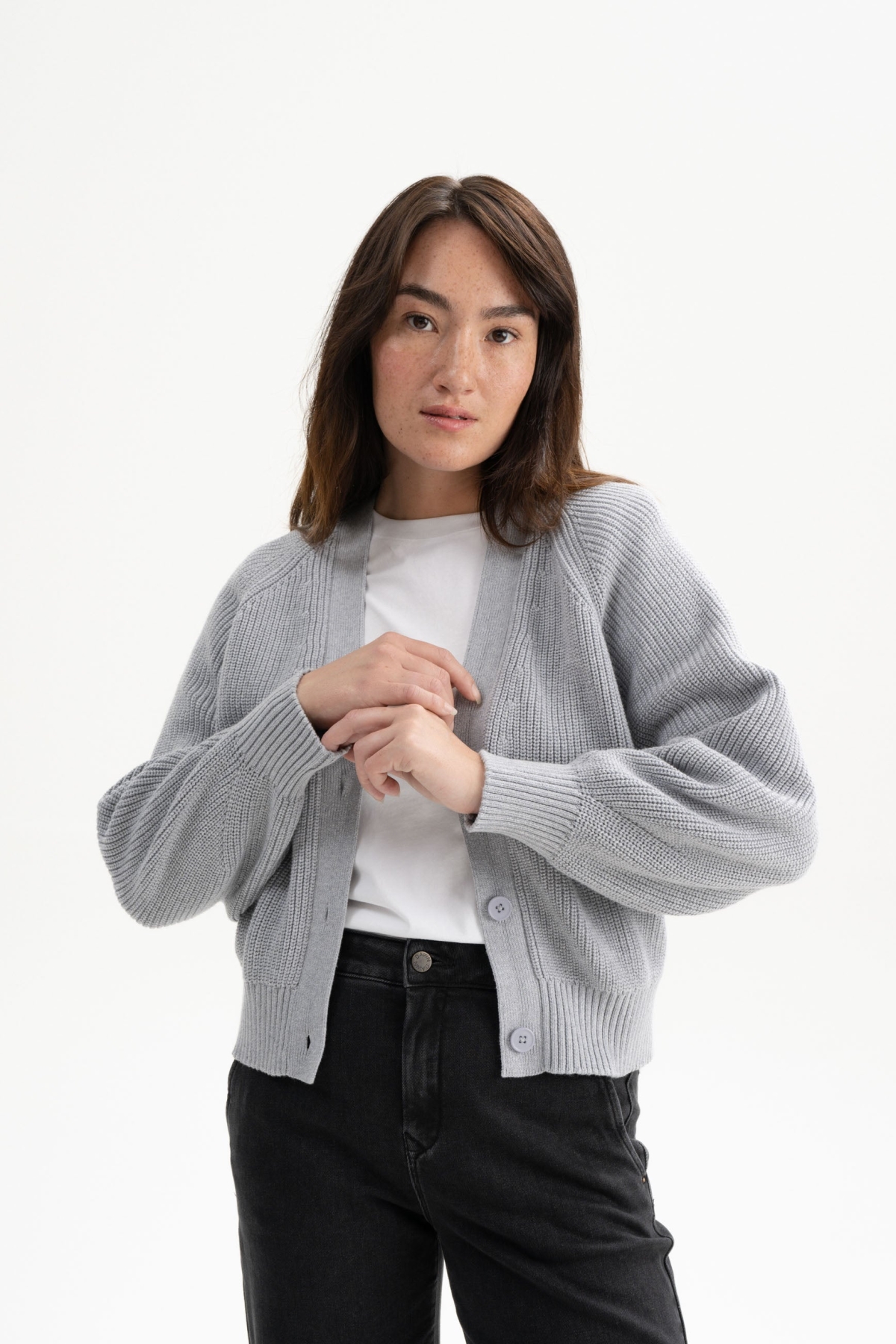 MELA Bhuma Gebreid Vest - Lichtgrijs