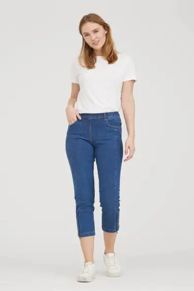 LAURIE  Spijkerbroek Piper Regular Crop Blauw Denim