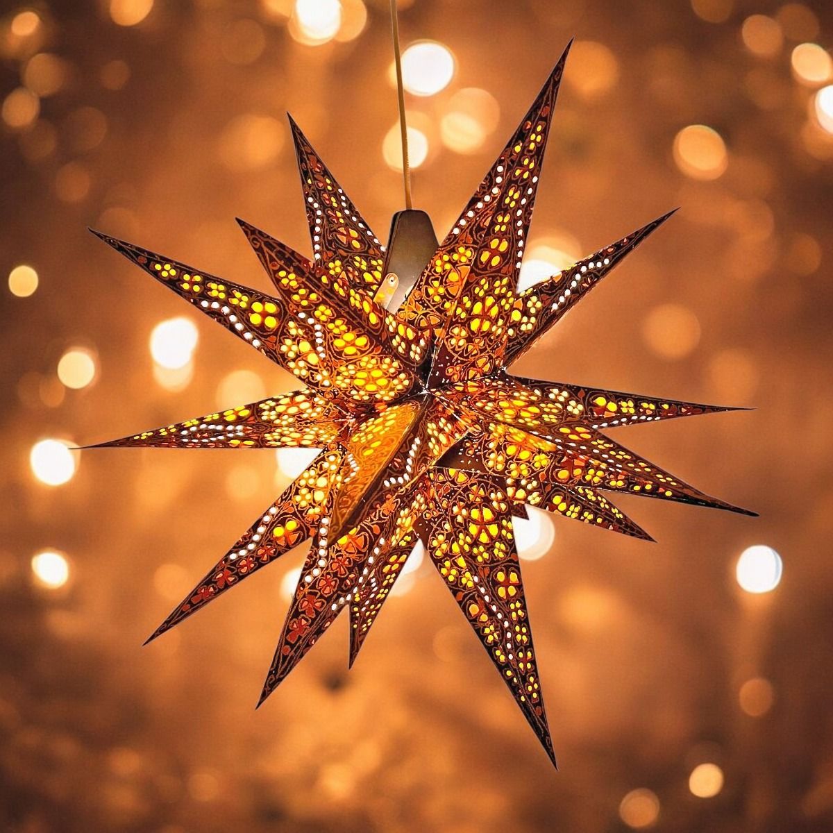 Multipoint 3D kerstster  Jaipur - oranje/geel - met verlichting