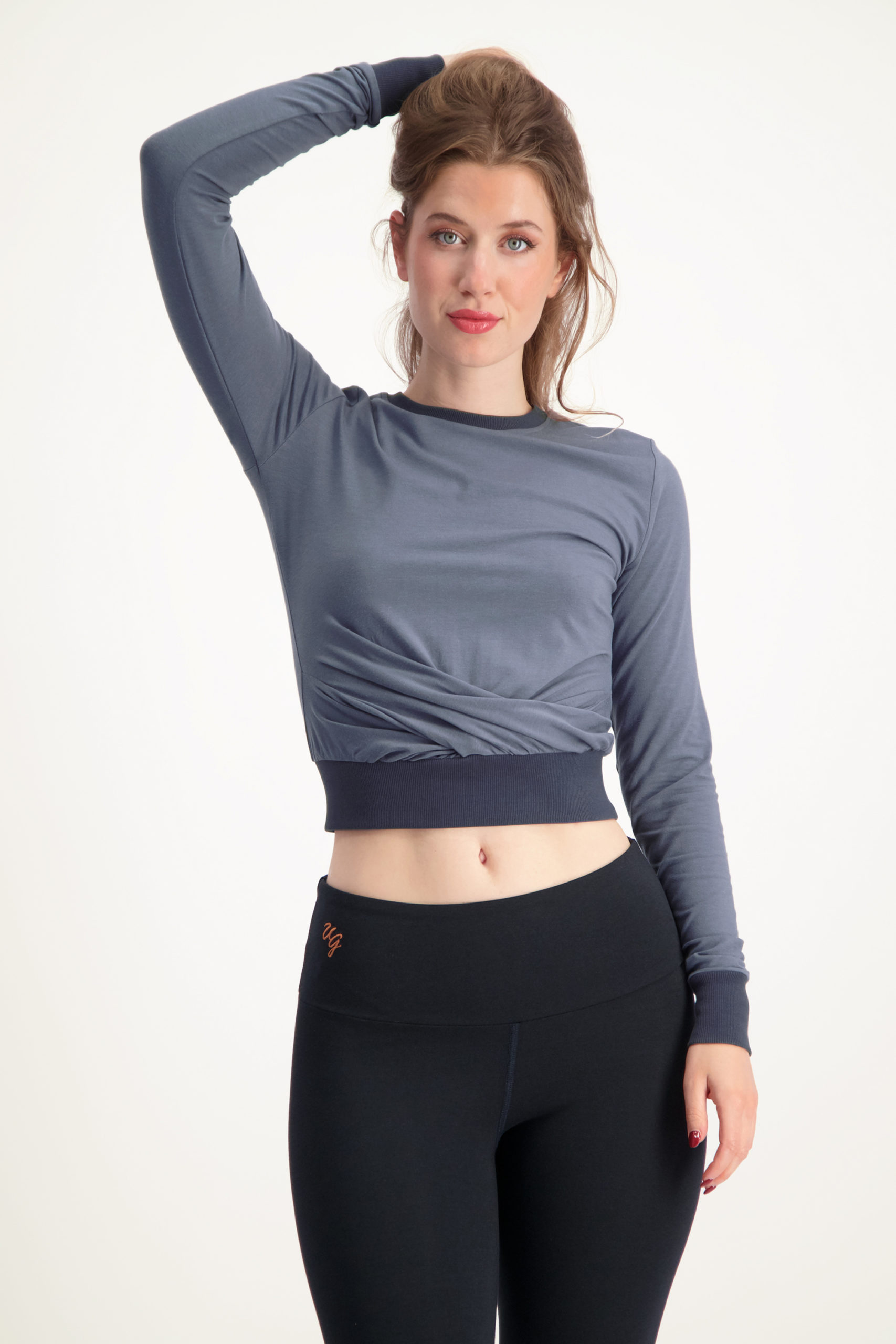 Lakshmi Longsleeve Crop Top – Slate
