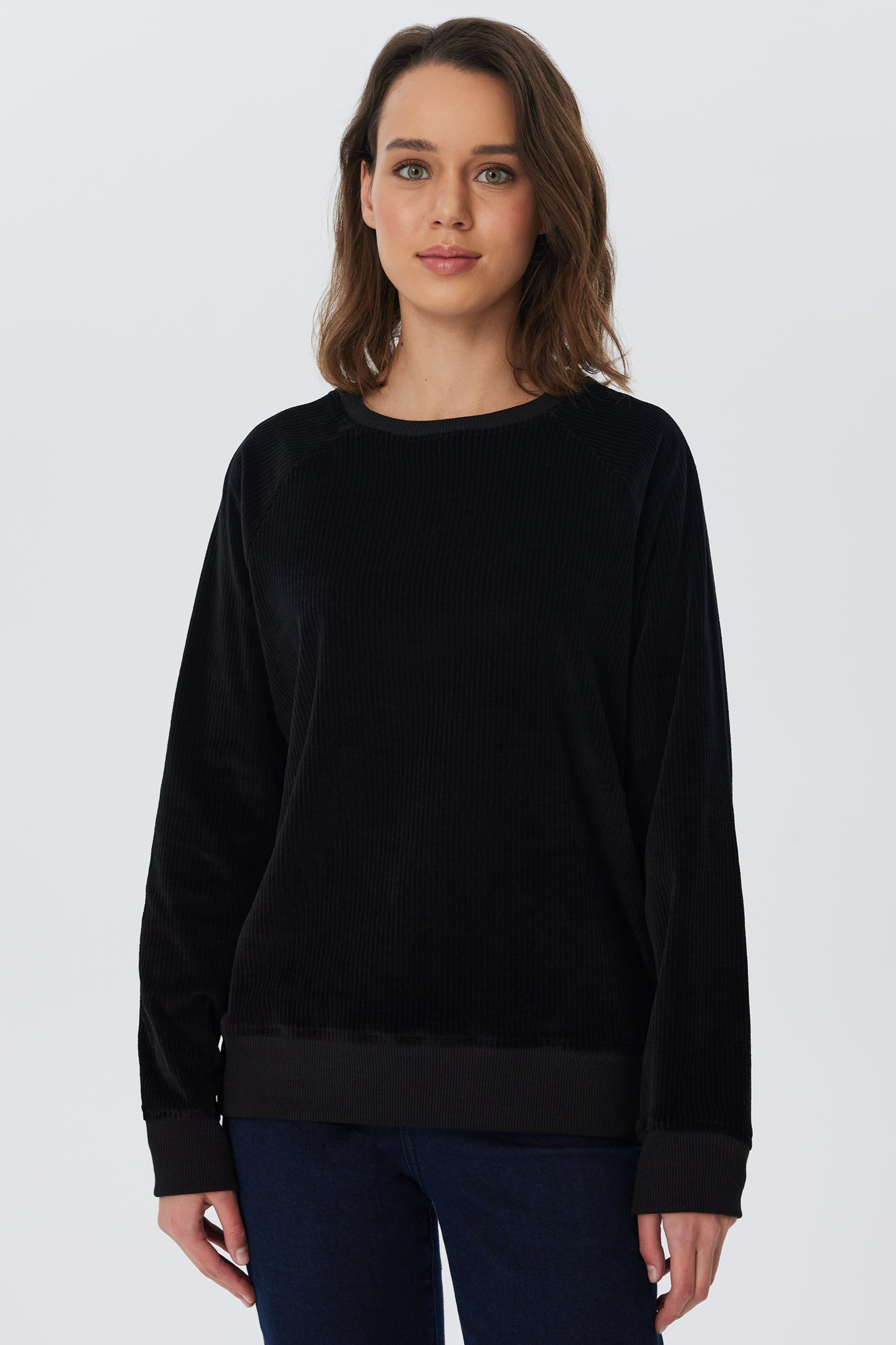 Leela Cotton  Sweatshirt Corduroy Zwart