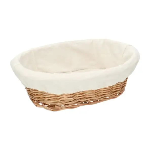 Broodmandje met voering, gebroken wit, 30,5 x 19 x 8 cm