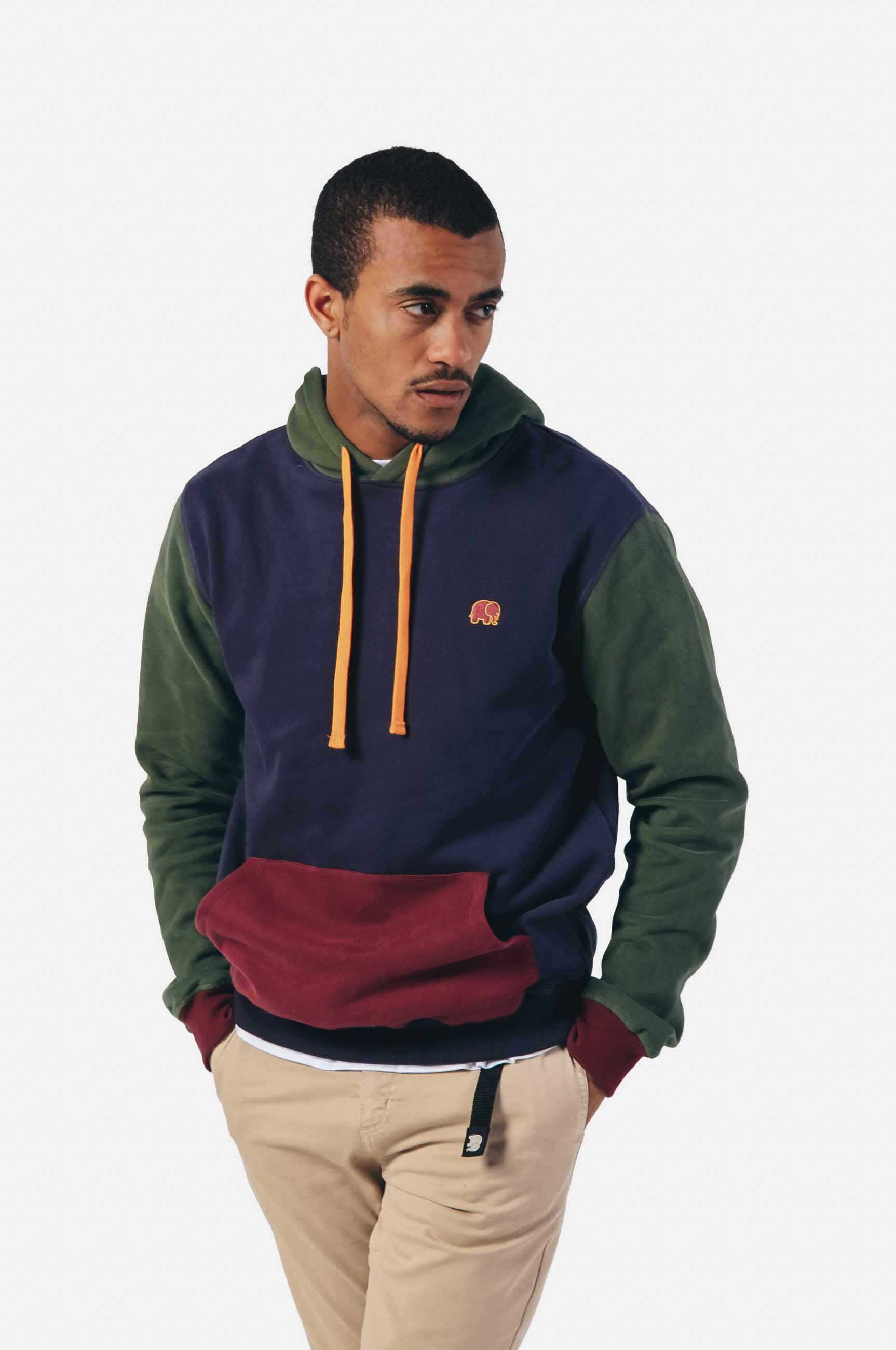 Trendsplant Color Block Hoodie Donkerblauw