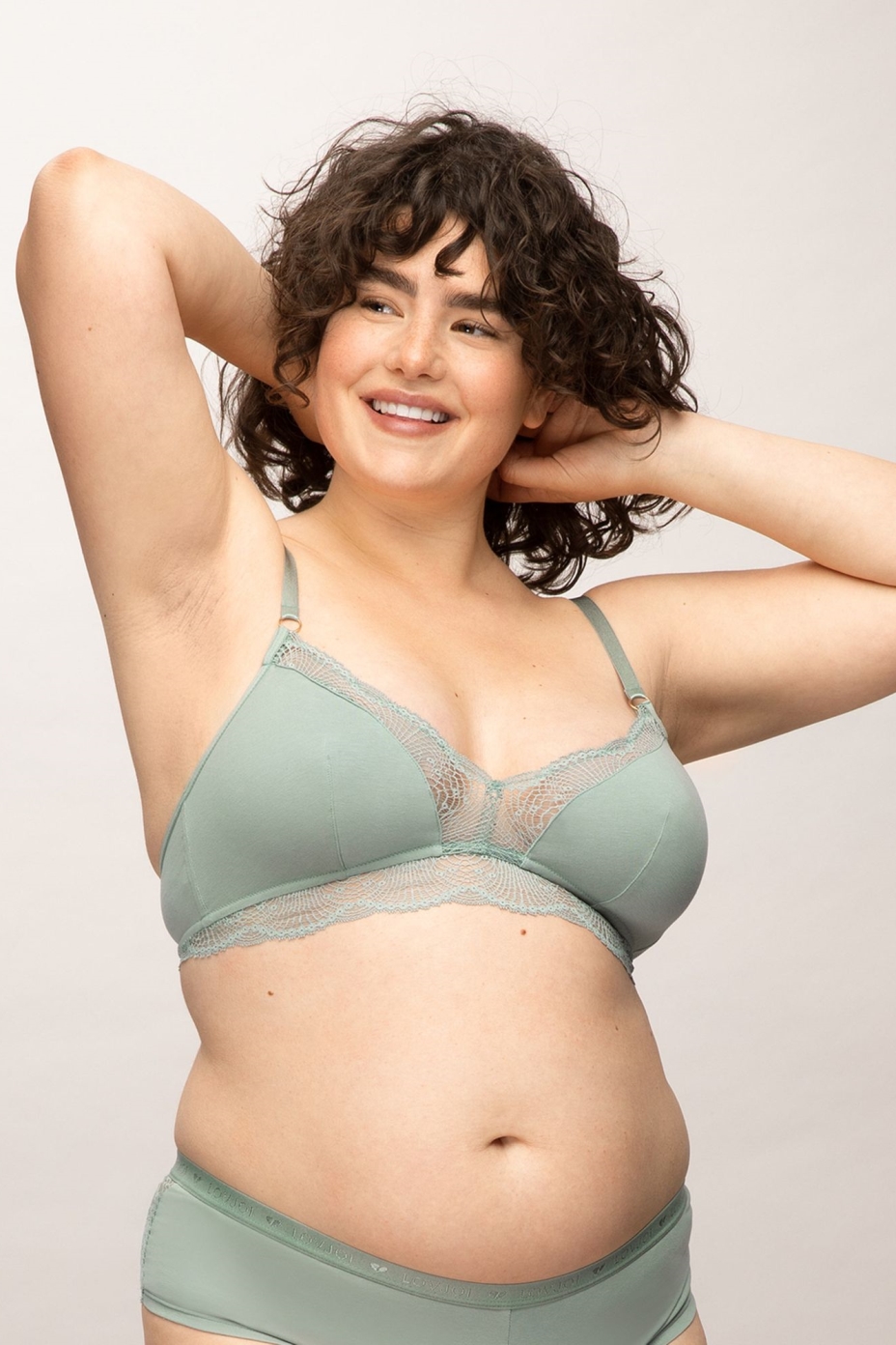 LOVJOI  Bralette Stipa Koel Groen