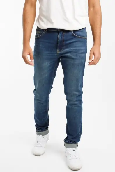 TORLAND mannen vegan Slim Jeans Benny Donker Indigo Blauw