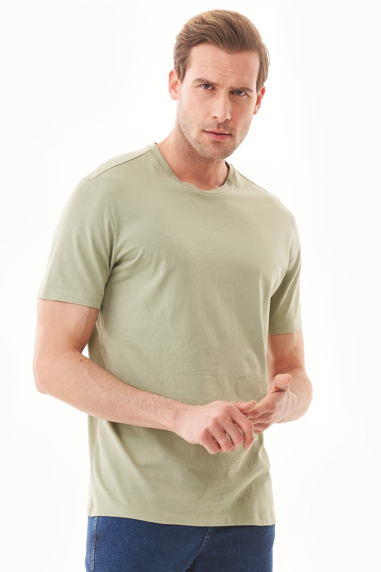 ORGANICATION mannen vegan T-Shirt Donker Wit Moerbei Bladeren Groen